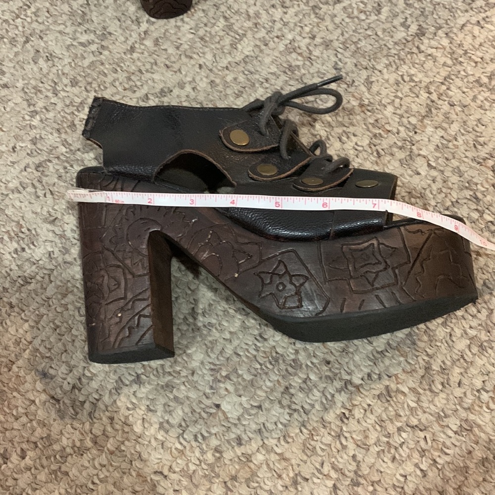 Free people brown platform carved heel boho sandal shoes 6.5-7 - Picture 7 of 10